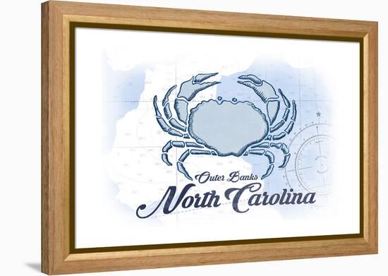 Outer Banks, North Carolina - Crab - Blue - Coastal Icon-Lantern Press-Framed Stretched Canvas