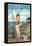 Outer Banks, North Carolina - Pinup Girl Fishing-Lantern Press-Framed Stretched Canvas