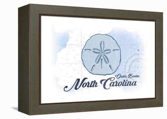 Outer Banks, North Carolina - Sand Dollar - Blue - Coastal Icon-Lantern Press-Framed Stretched Canvas