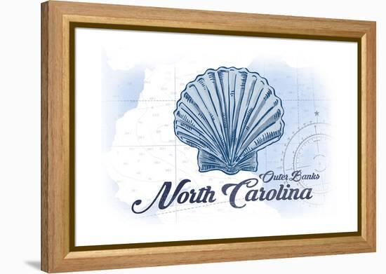 Outer Banks, North Carolina - Scallop Shell - Blue - Coastal Icon-Lantern Press-Framed Stretched Canvas