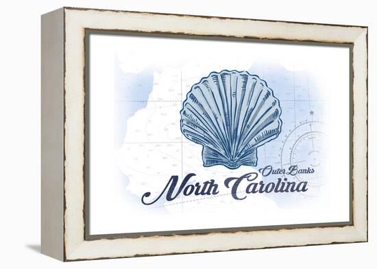 Outer Banks, North Carolina - Scallop Shell - Blue - Coastal Icon-Lantern Press-Framed Stretched Canvas