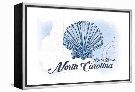 Outer Banks, North Carolina - Scallop Shell - Blue - Coastal Icon-Lantern Press-Framed Stretched Canvas