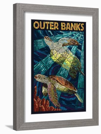 Outer Banks, North Carolina - Sea Turtle Mosaic-Lantern Press-Framed Premium Giclee Print