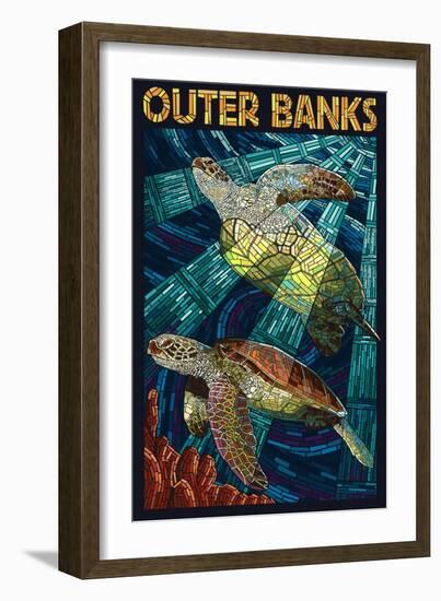 Outer Banks, North Carolina - Sea Turtle Mosaic-Lantern Press-Framed Premium Giclee Print