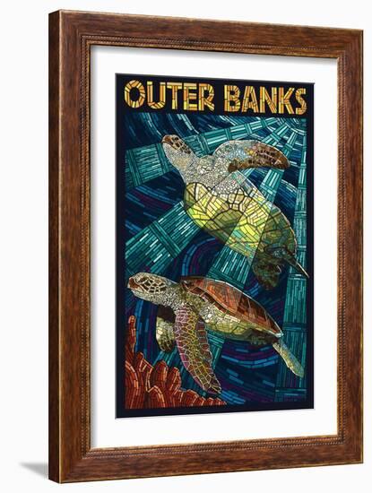 Outer Banks, North Carolina - Sea Turtle Mosaic-Lantern Press-Framed Premium Giclee Print