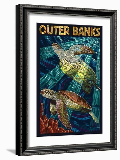 Outer Banks, North Carolina - Sea Turtle Mosaic-Lantern Press-Framed Premium Giclee Print