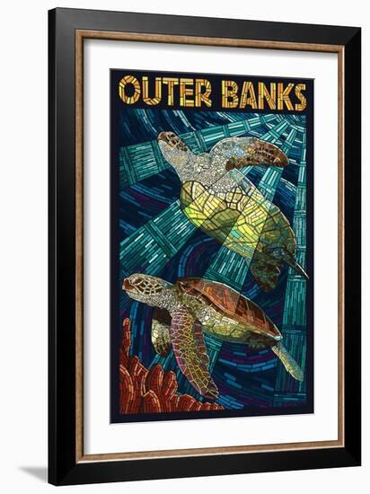 Outer Banks, North Carolina - Sea Turtle Mosaic-Lantern Press-Framed Art Print