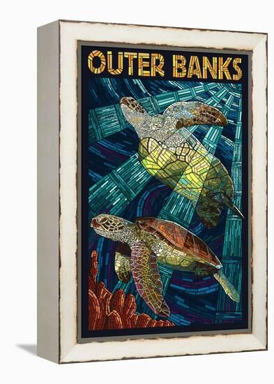 Outer Banks, North Carolina - Sea Turtle Mosaic-Lantern Press-Framed Stretched Canvas