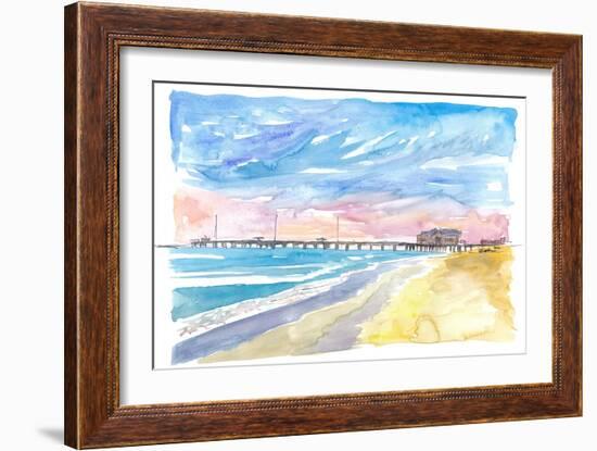 Outer Banks Pier At Nags Head At Sunset-M. Bleichner-Framed Art Print