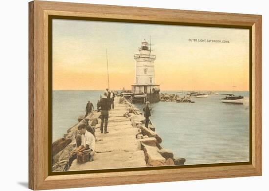 Outer Lighthouse, Saybrook, Connecticut-null-Framed Stretched Canvas