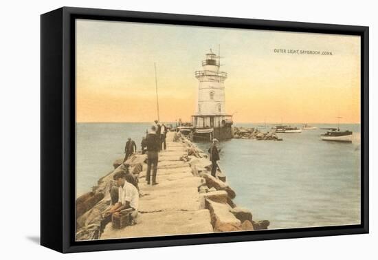 Outer Lighthouse, Saybrook, Connecticut-null-Framed Stretched Canvas