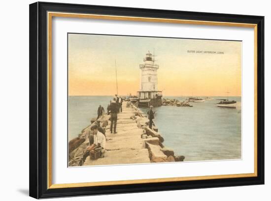 Outer Lighthouse, Saybrook, Connecticut-null-Framed Premium Giclee Print