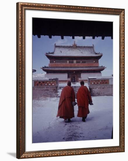 Outer Mongolia, Hidden Land Where Russia and China Square Off, Mongolian Buddhist Monastary-Howard Sochurek-Framed Premium Photographic Print