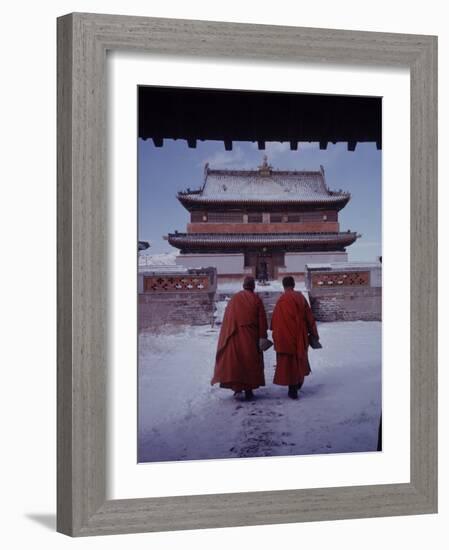 Outer Mongolia, Hidden Land Where Russia and China Square Off, Mongolian Buddhist Monastary-Howard Sochurek-Framed Photographic Print