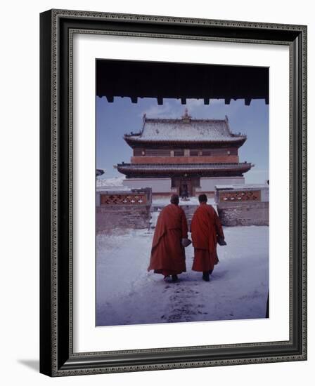 Outer Mongolia, Hidden Land Where Russia and China Square Off, Mongolian Buddhist Monastary-Howard Sochurek-Framed Photographic Print