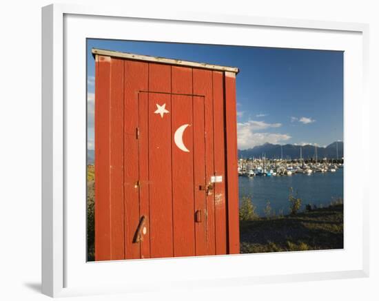 Outhouse and Boat Harbor, Homer, Kenai Peninsula, Alaska, USA-Walter Bibikow-Framed Photographic Print