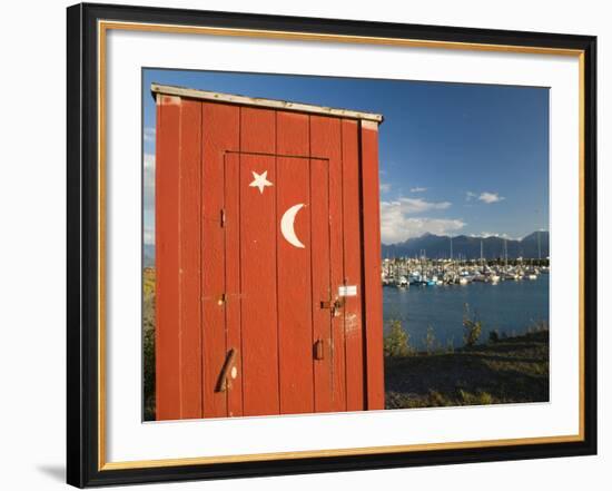 Outhouse and Boat Harbor, Homer, Kenai Peninsula, Alaska, USA-Walter Bibikow-Framed Photographic Print