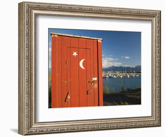 Outhouse and Boat Harbor, Homer, Kenai Peninsula, Alaska, USA-Walter Bibikow-Framed Photographic Print