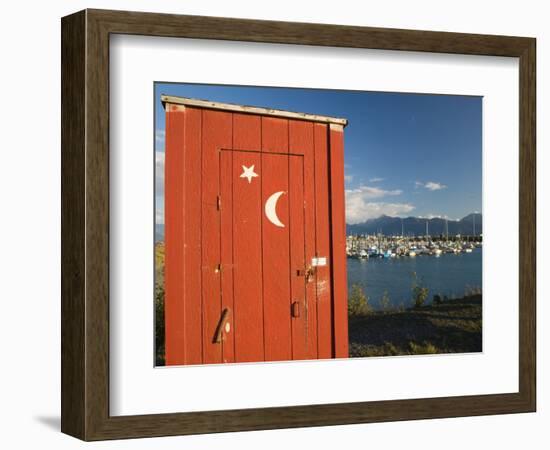 Outhouse and Boat Harbor, Homer, Kenai Peninsula, Alaska, USA-Walter Bibikow-Framed Photographic Print