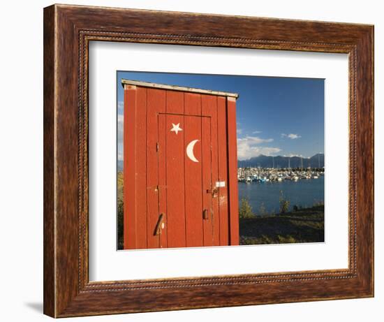 Outhouse and Boat Harbor, Homer, Kenai Peninsula, Alaska, USA-Walter Bibikow-Framed Photographic Print