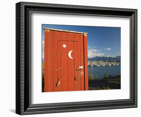 Outhouse and Boat Harbor, Homer, Kenai Peninsula, Alaska, USA-Walter Bibikow-Framed Photographic Print