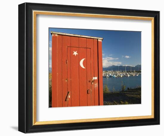 Outhouse and Boat Harbor, Homer, Kenai Peninsula, Alaska, USA-Walter Bibikow-Framed Photographic Print