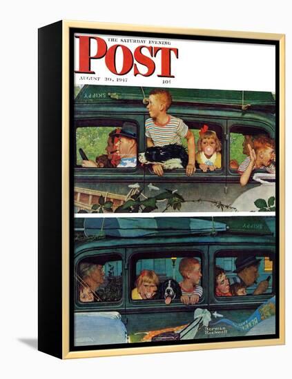 "Outing" or "Coming and Going" Saturday Evening Post Cover, August 30,1947-Norman Rockwell-Framed Premier Image Canvas