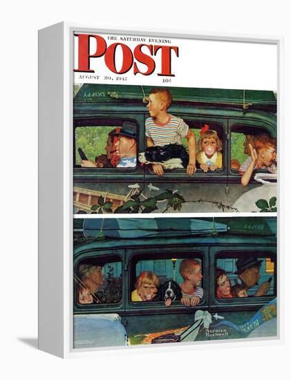 "Outing" or "Coming and Going" Saturday Evening Post Cover, August 30,1947-Norman Rockwell-Framed Premier Image Canvas