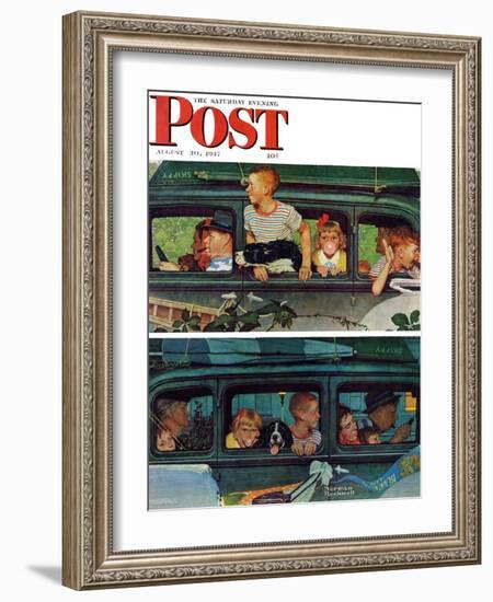 "Outing" or "Coming and Going" Saturday Evening Post Cover, August 30,1947-Norman Rockwell-Framed Giclee Print