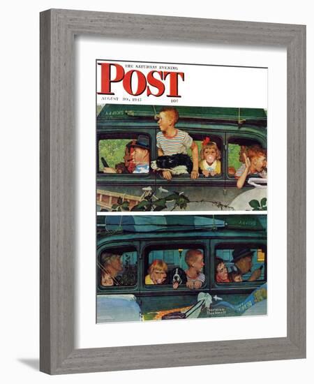 "Outing" or "Coming and Going" Saturday Evening Post Cover, August 30,1947-Norman Rockwell-Framed Giclee Print