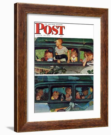 "Outing" or "Coming and Going" Saturday Evening Post Cover, August 30,1947-Norman Rockwell-Framed Giclee Print