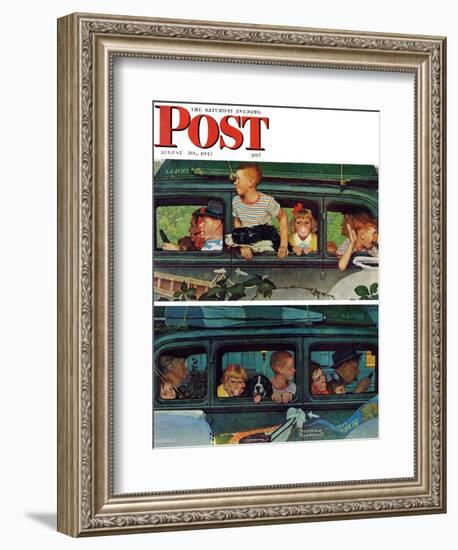 "Outing" or "Coming and Going" Saturday Evening Post Cover, August 30,1947-Norman Rockwell-Framed Giclee Print