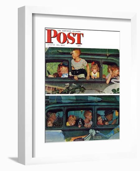 "Outing" or "Coming and Going" Saturday Evening Post Cover, August 30,1947-Norman Rockwell-Framed Giclee Print