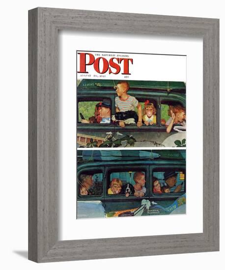 "Outing" or "Coming and Going" Saturday Evening Post Cover, August 30,1947-Norman Rockwell-Framed Premium Giclee Print