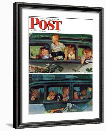 "Outing" or "Coming and Going" Saturday Evening Post Cover, August 30,1947-Norman Rockwell-Framed Giclee Print