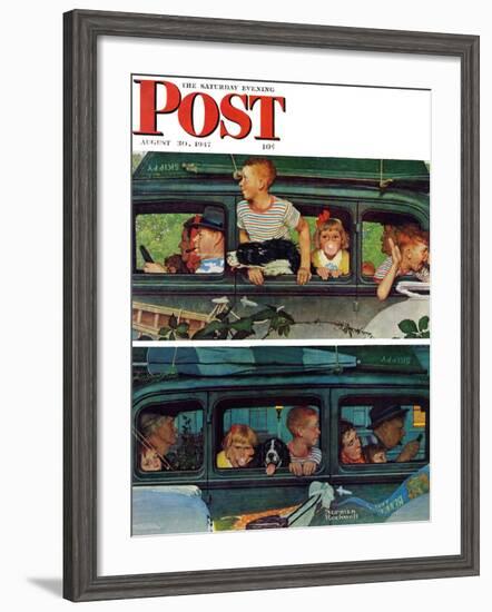 "Outing" or "Coming and Going" Saturday Evening Post Cover, August 30,1947-Norman Rockwell-Framed Giclee Print