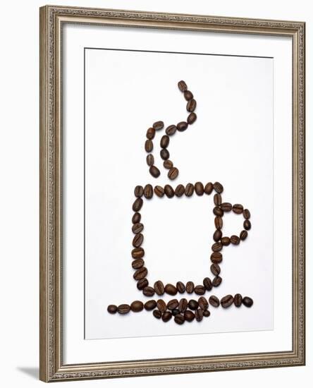 Outline of a Cup of Coffee in Coffee Beans-Gustavo Andrade-Framed Photographic Print