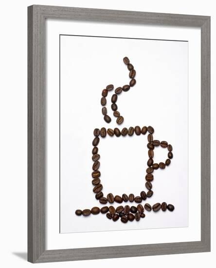 Outline of a Cup of Coffee in Coffee Beans-Gustavo Andrade-Framed Photographic Print