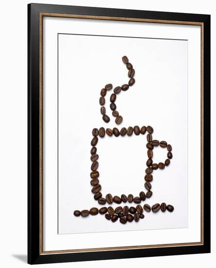 Outline of a Cup of Coffee in Coffee Beans-Gustavo Andrade-Framed Photographic Print