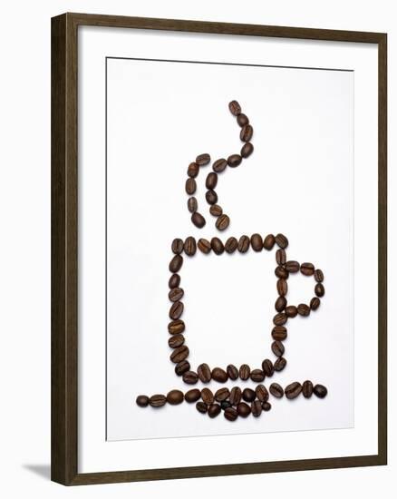 Outline of a Cup of Coffee in Coffee Beans-Gustavo Andrade-Framed Photographic Print