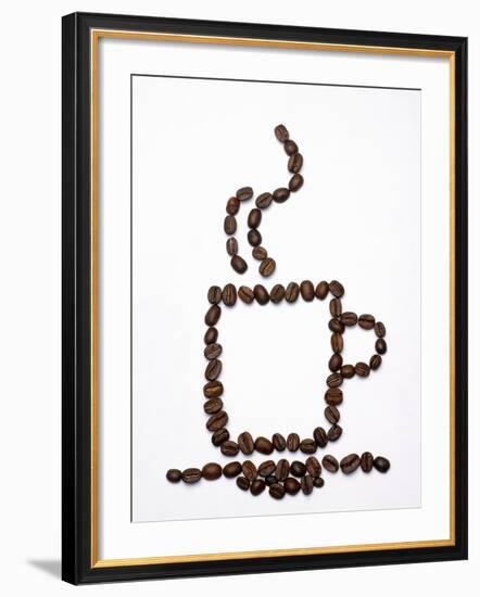 Outline of a Cup of Coffee in Coffee Beans-Gustavo Andrade-Framed Photographic Print