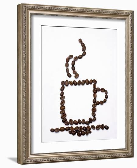 Outline of a Cup of Coffee in Coffee Beans-Gustavo Andrade-Framed Photographic Print