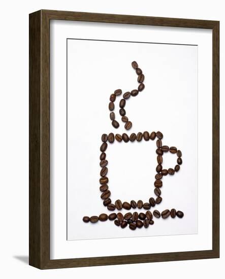 Outline of a Cup of Coffee in Coffee Beans-Gustavo Andrade-Framed Photographic Print