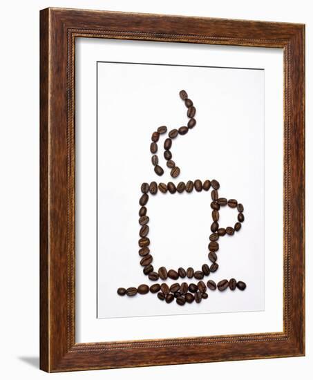 Outline of a Cup of Coffee in Coffee Beans-Gustavo Andrade-Framed Photographic Print