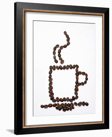 Outline of a Cup of Coffee in Coffee Beans-Gustavo Andrade-Framed Photographic Print