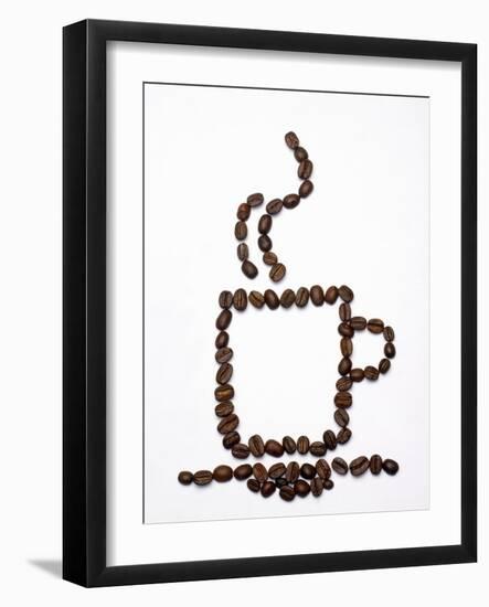 Outline of a Cup of Coffee in Coffee Beans-Gustavo Andrade-Framed Photographic Print