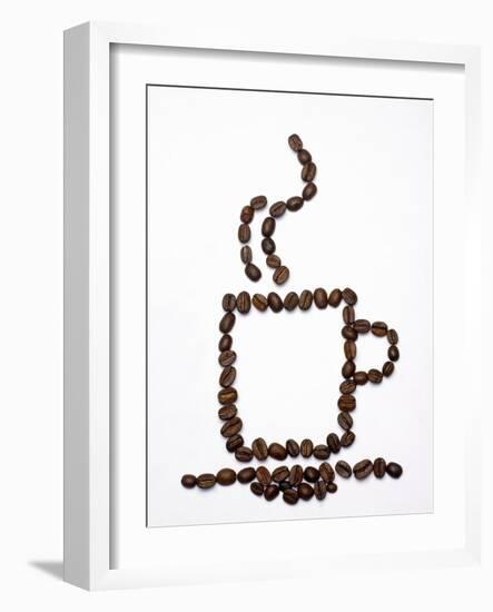 Outline of a Cup of Coffee in Coffee Beans-Gustavo Andrade-Framed Photographic Print