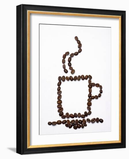 Outline of a Cup of Coffee in Coffee Beans-Gustavo Andrade-Framed Photographic Print