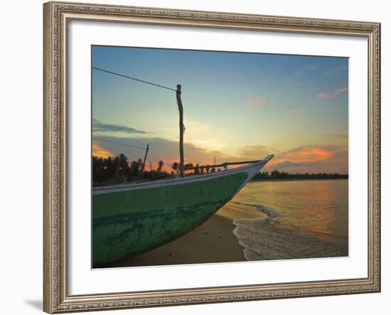 Outrigger Boat at Sunset at This Fishing Beach and Popular Tourist Surf Destination, Arugam Bay, Ea-Robert Francis-Framed Photographic Print