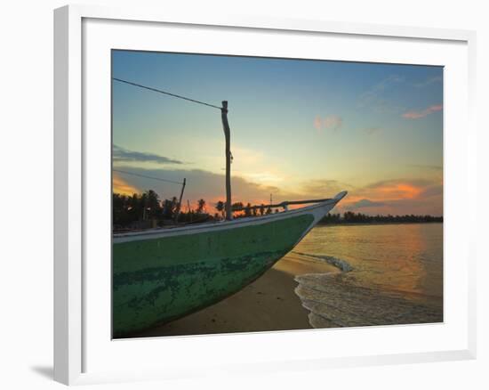 Outrigger Boat at Sunset at This Fishing Beach and Popular Tourist Surf Destination, Arugam Bay, Ea-Robert Francis-Framed Photographic Print